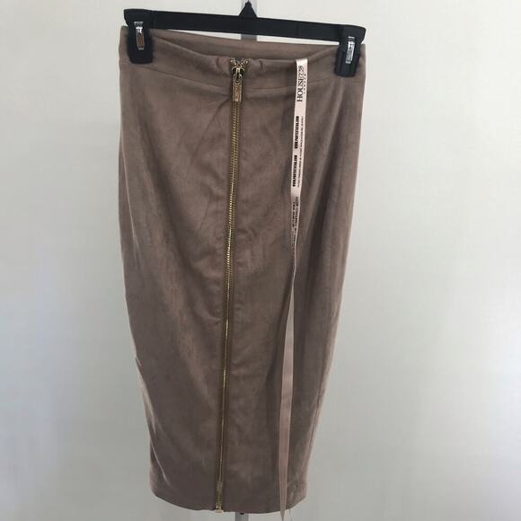 House of CB NWT Giuditta Taupe Suedette Pencil Skirt XS - Picture 7 of 11